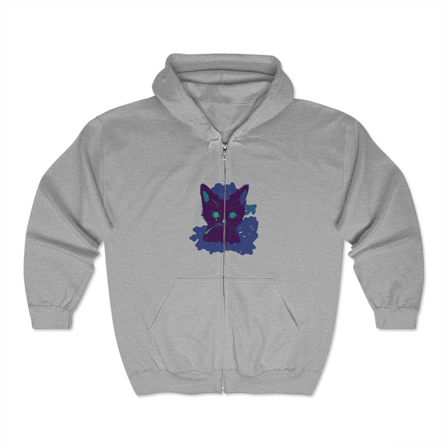 Unique and eye-catching watercolor hoodie featuring a mystical black cat