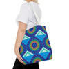 Vibrant and intricate mandala design on a large tote bag