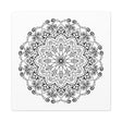 Handmade black and white mandala art on matte canvas, stretched, 125 inches