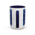 Beautiful blue and purple mandala design ceramic mug, perfect for bohemian art lovers