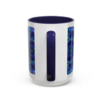Beautiful blue and purple mandala design ceramic mug, perfect for bohemian art lovers