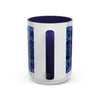 Beautiful blue and purple mandala design ceramic mug, perfect for bohemian art lovers