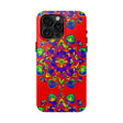 Hand drawn red mandala art phone case with intricate floral design