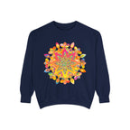 Colorful mandala sweatshirt with intricate design and vibrant hues