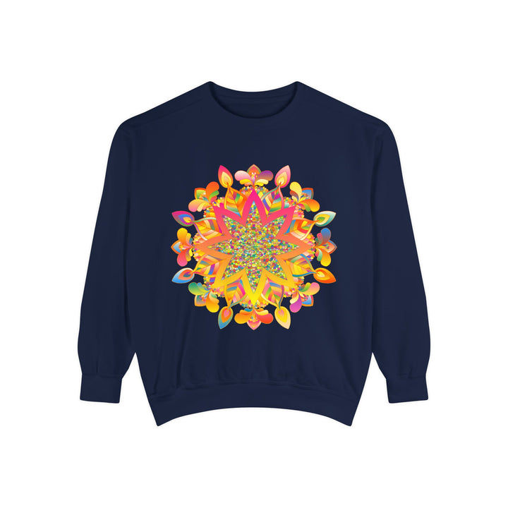 Colorful mandala sweatshirt with intricate design and vibrant hues