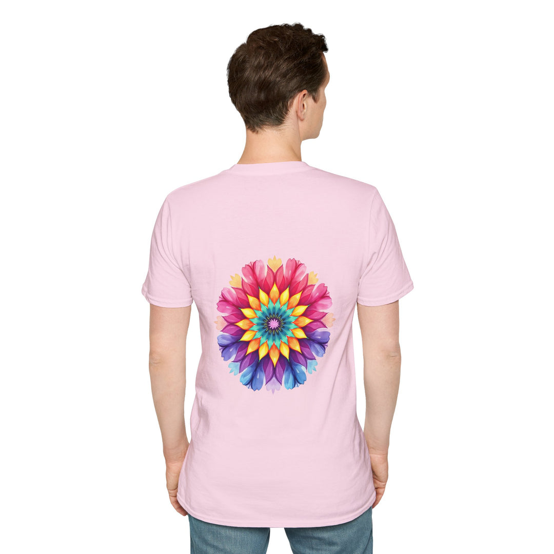 Floral Mandala Quote T-Shirt: A beautiful white t-shirt with a colorful mandala design and a motivational quote, perfect for adding a touch of positivity and style to your wardrobe