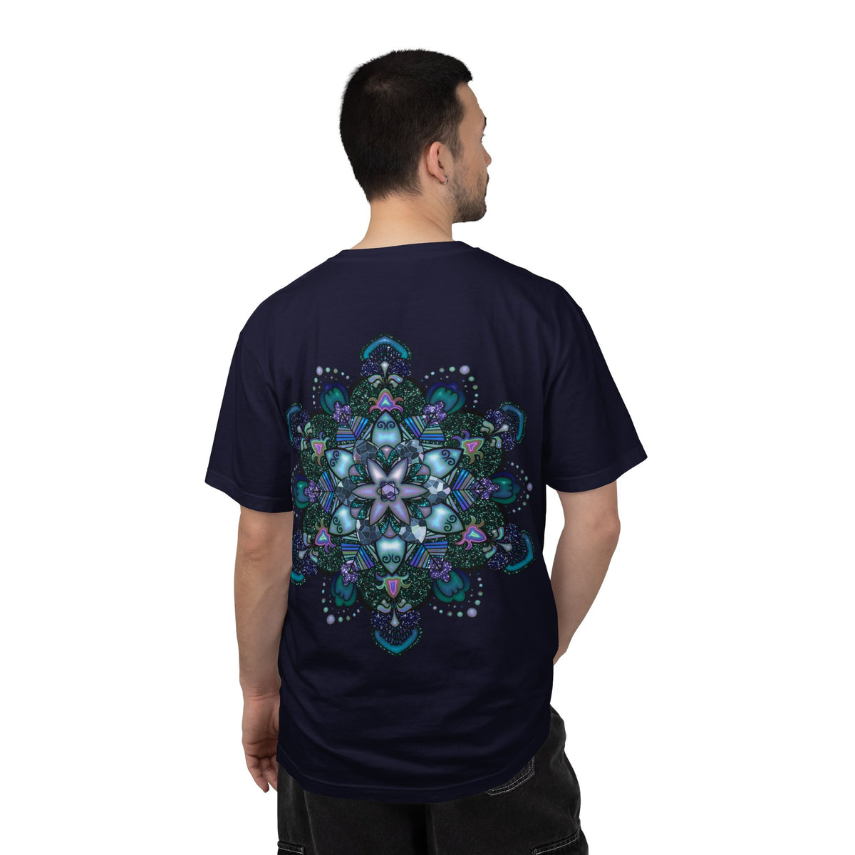 Mandala T-Shirt – Blue Purple Boho Geometric Floral Design