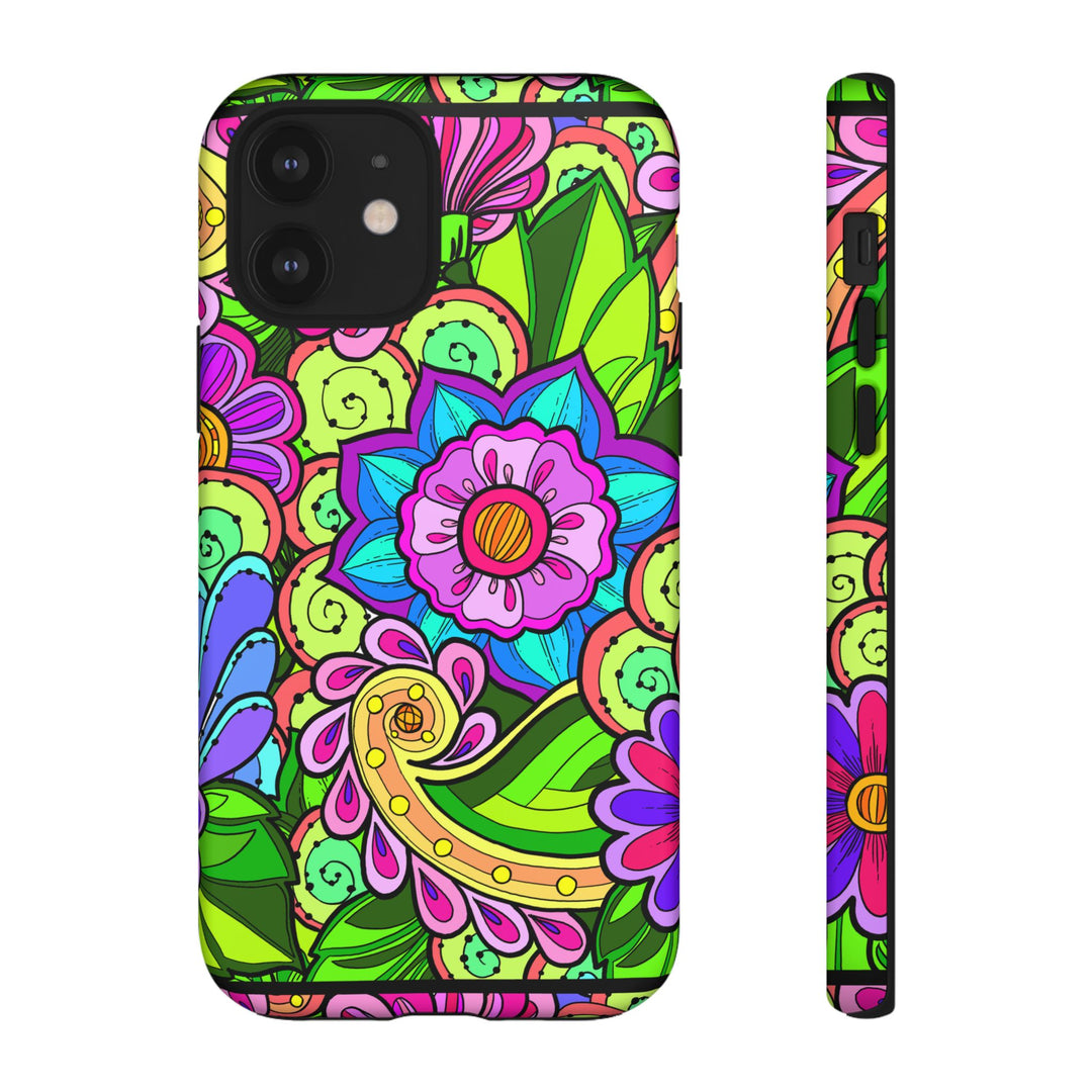 Floral Fantasy iPhone and Google Pixel Case in Bright Green Palette