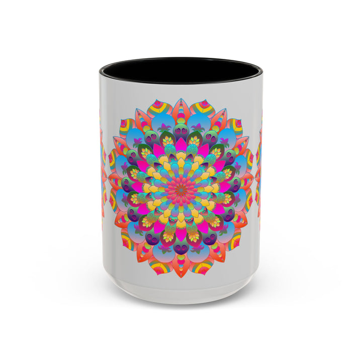 Beautiful and vibrant mandala art mug in various shades of blue