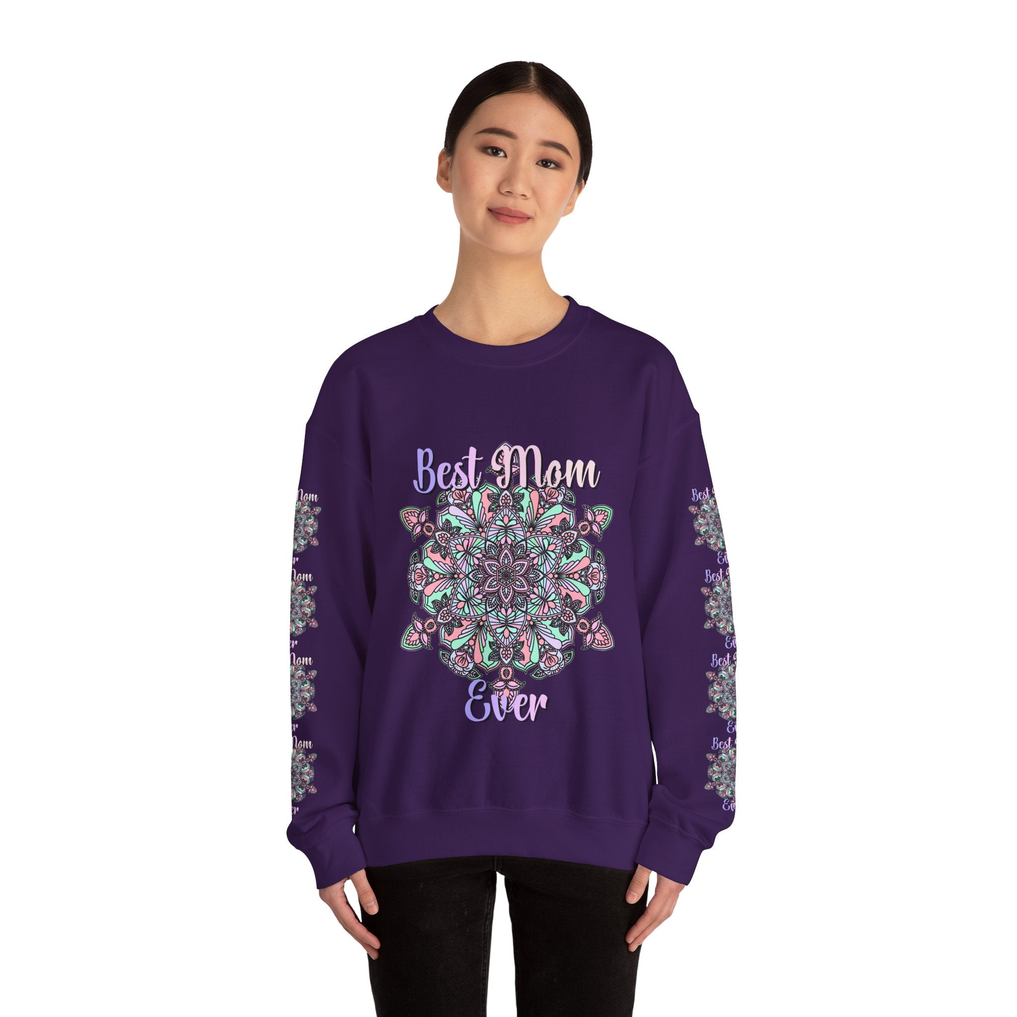 Mandala Design Sweatshirt in Soft Pink and Lavender for Moms