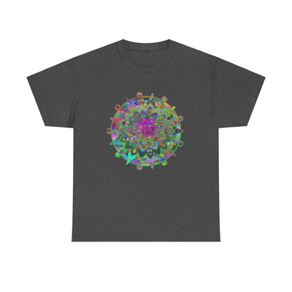 Yoga-inspired mandala art printed on high-quality cotton tshirt