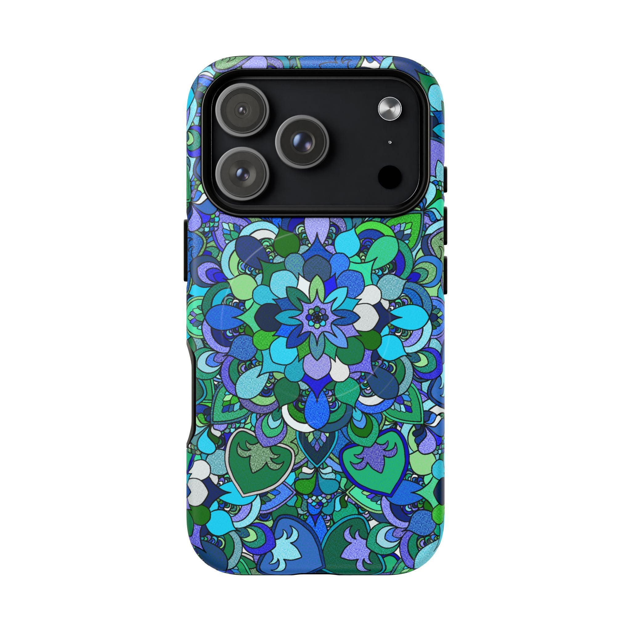 Floral Mandala Tough Magnetic Phone Case — Blue Green Pattern