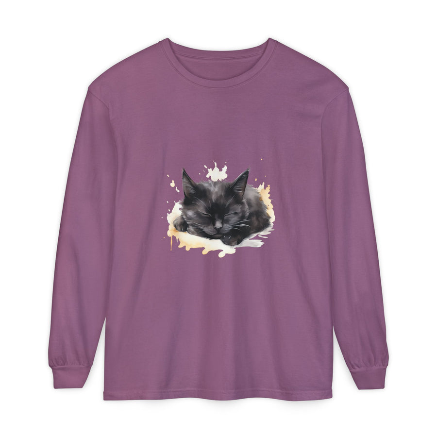 Full Sleeve Tee | Sleepy Cat Watercolor