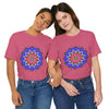 Vibrant and eye-catching t-shirt featuring a colorful mandala geometric design