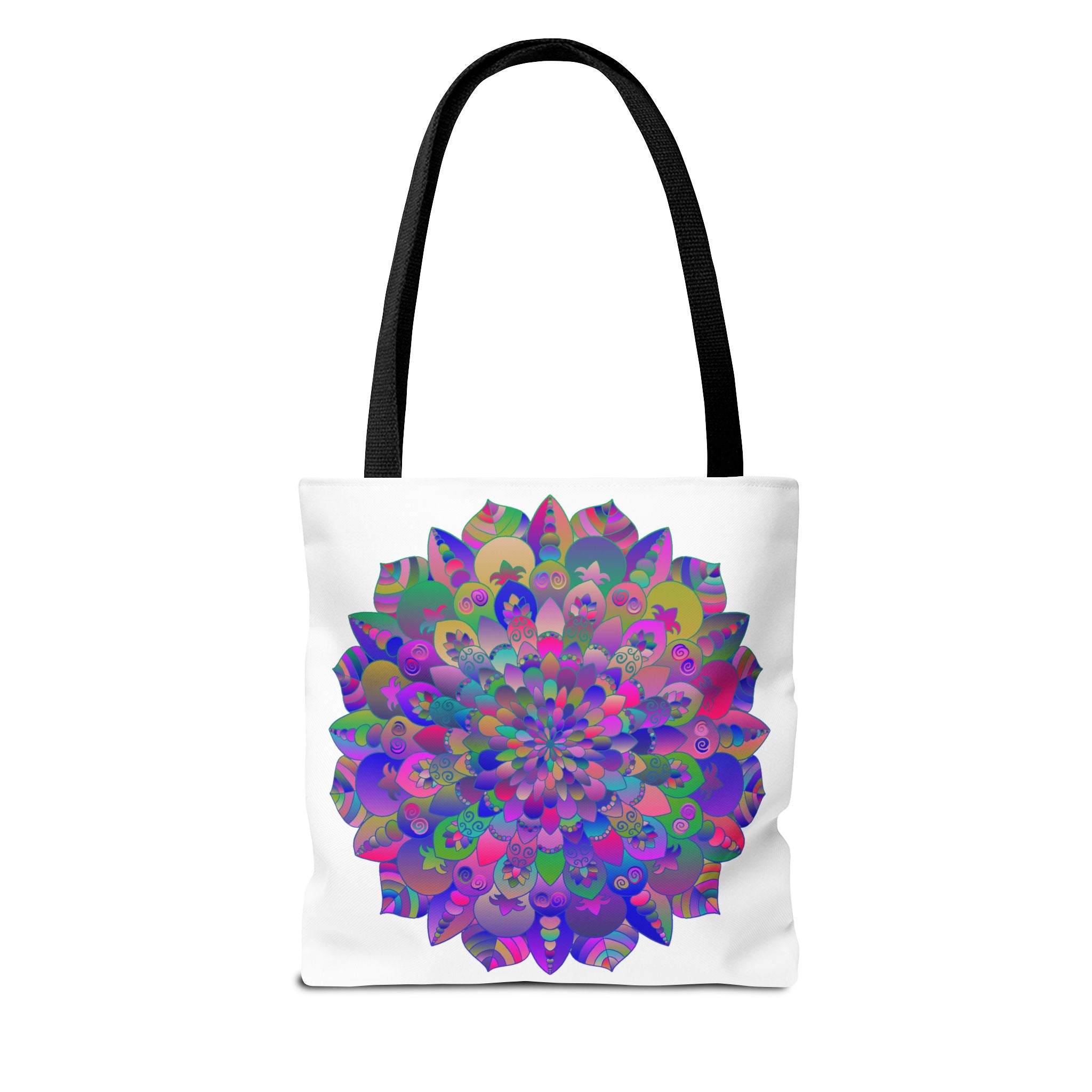 Beautiful and colorful Mandala Lotus Tote Bag, perfect for carrying all your essentials in style, featuring intricate lotus flower design and vibrant colors