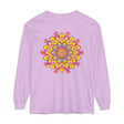 Colorful and intricate mandala design on a unisex long sleeve t-shirt