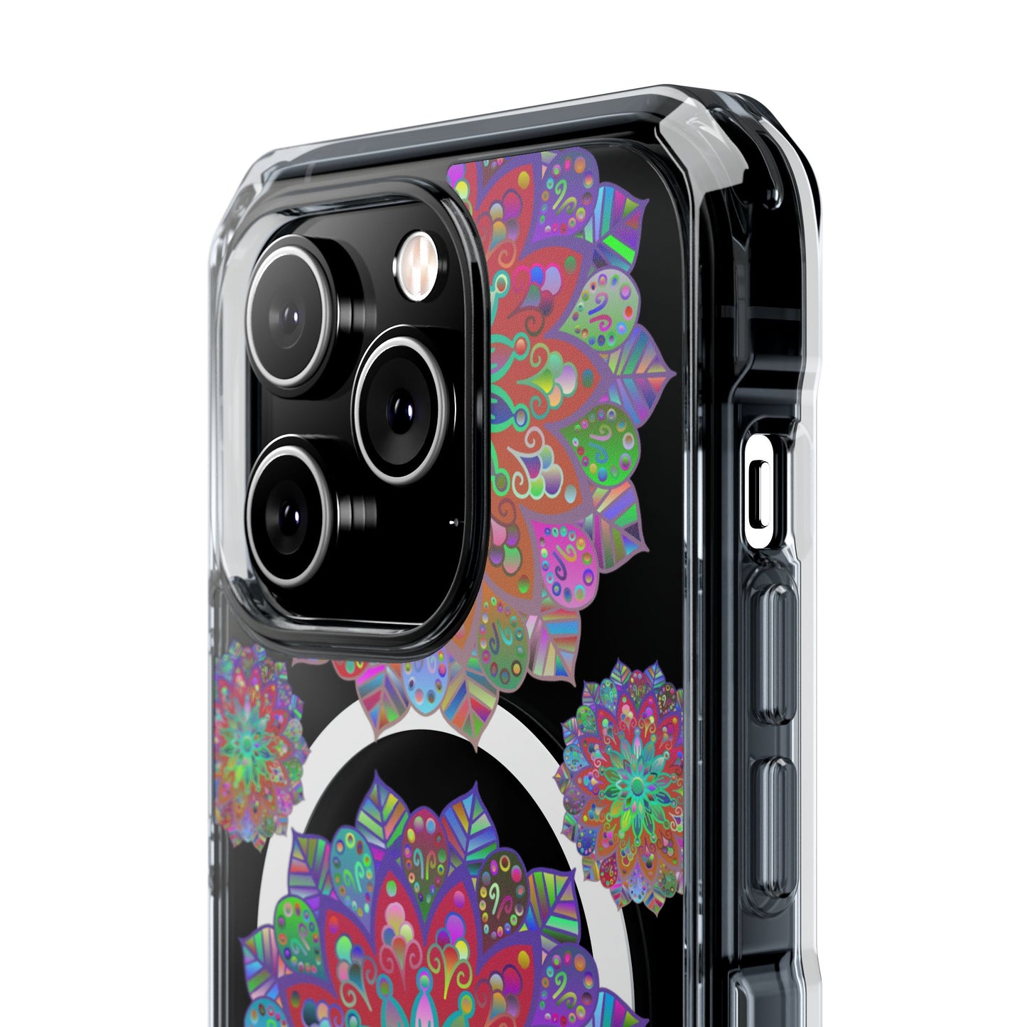 Elegant Mandala MagSafe®-Compatible iPhone 14/15 Impact Case with intricate design and durable protection for your phone