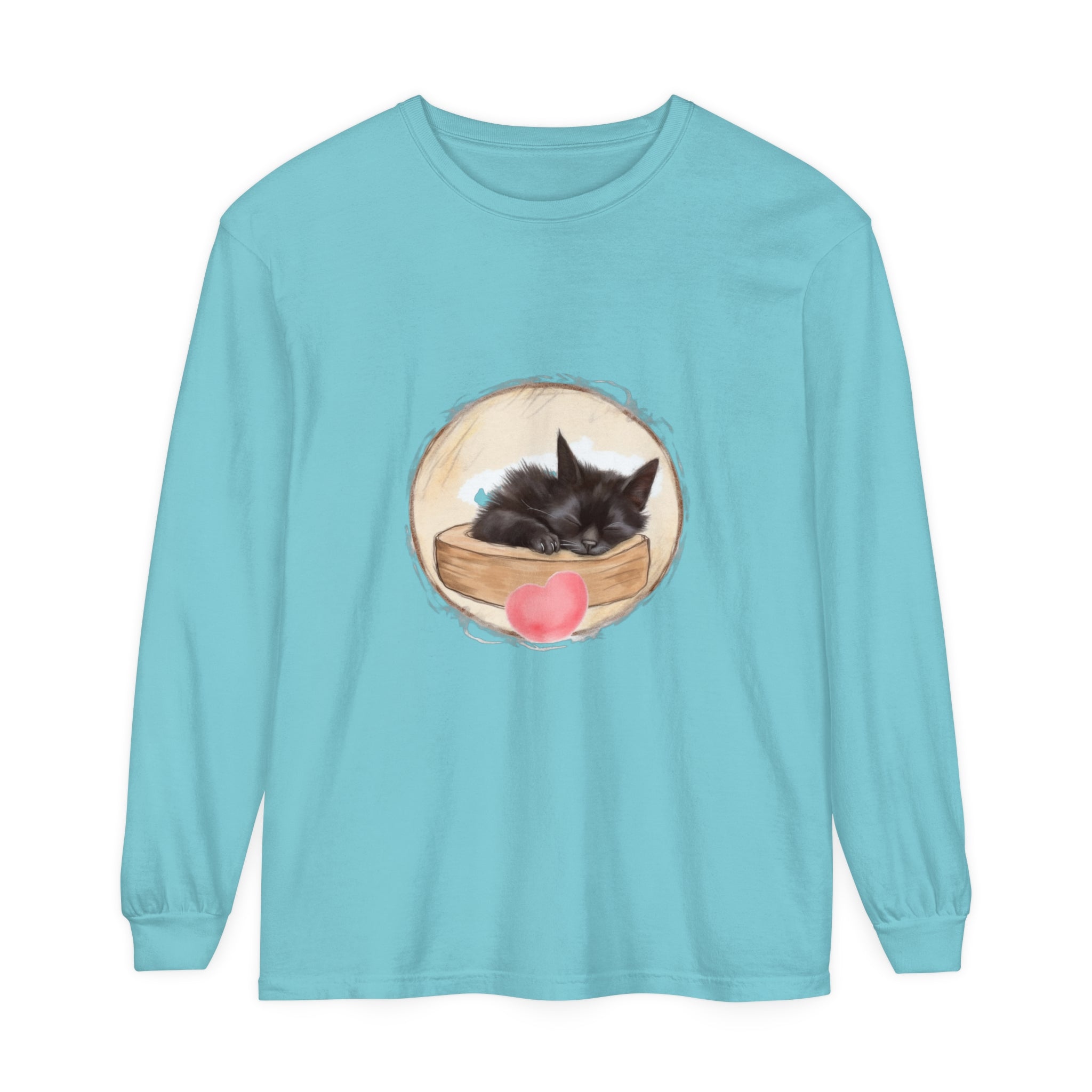 Adorable unisex Sleeping Kitten Bedtime t-shirt, perfect for cozy nights