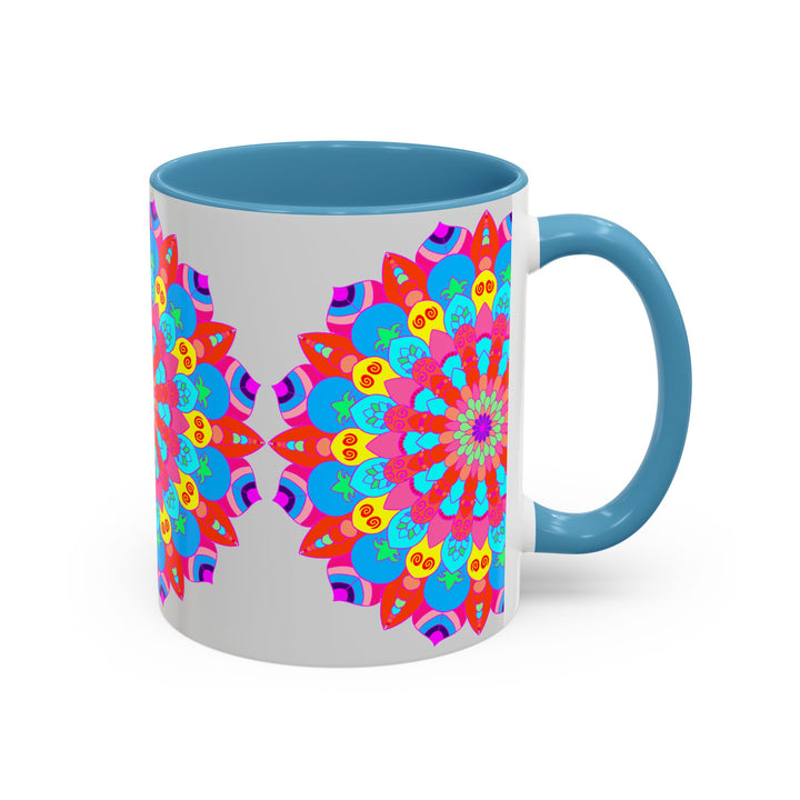 Vibrant mandala mug with intricate design representing tranquility and serenity