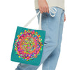 Vibrant and eye-catching Acquamarine Mandala Art Tote Bag with colorful design