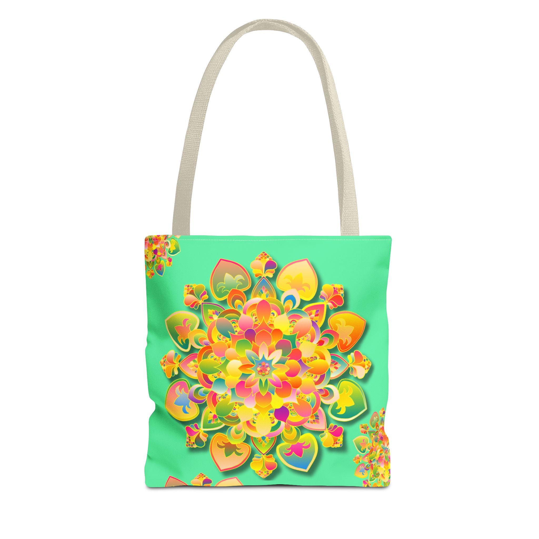 Floral Mandala Tote Bag — Bright Tropical Green All-Over Print