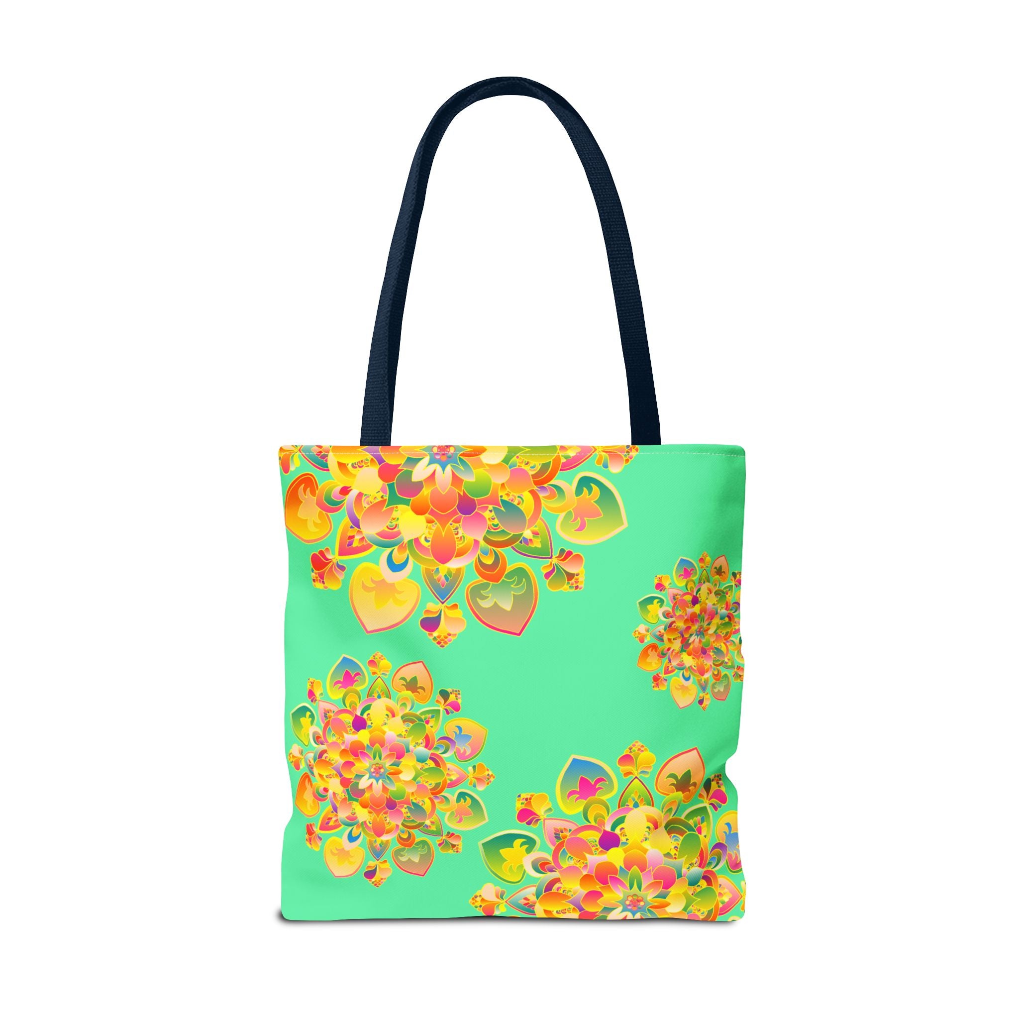 Floral Mandala Tote Bag — Bright Tropical Green All-Over Print