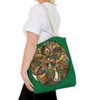 Boho Mandala Tote Bag — Green Floral Pattern AOP Shopper