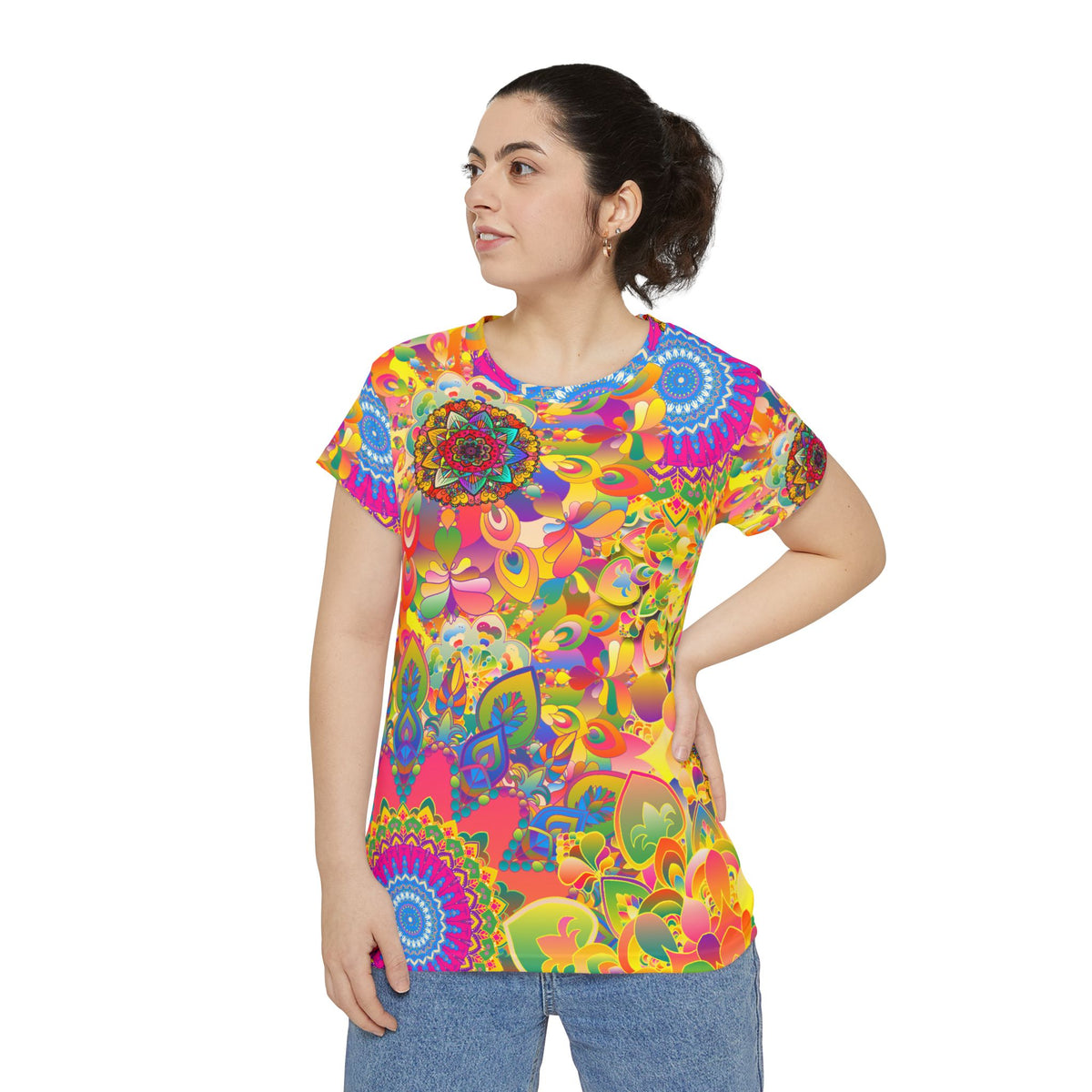 Psychedelic Floral Mandala Women’s Short Sleeve Shirt