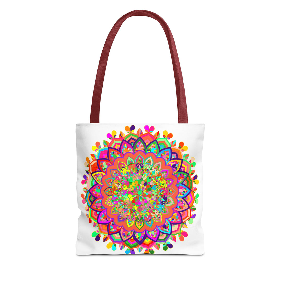 Colorful mandala art tote bag with vibrant and intricate design