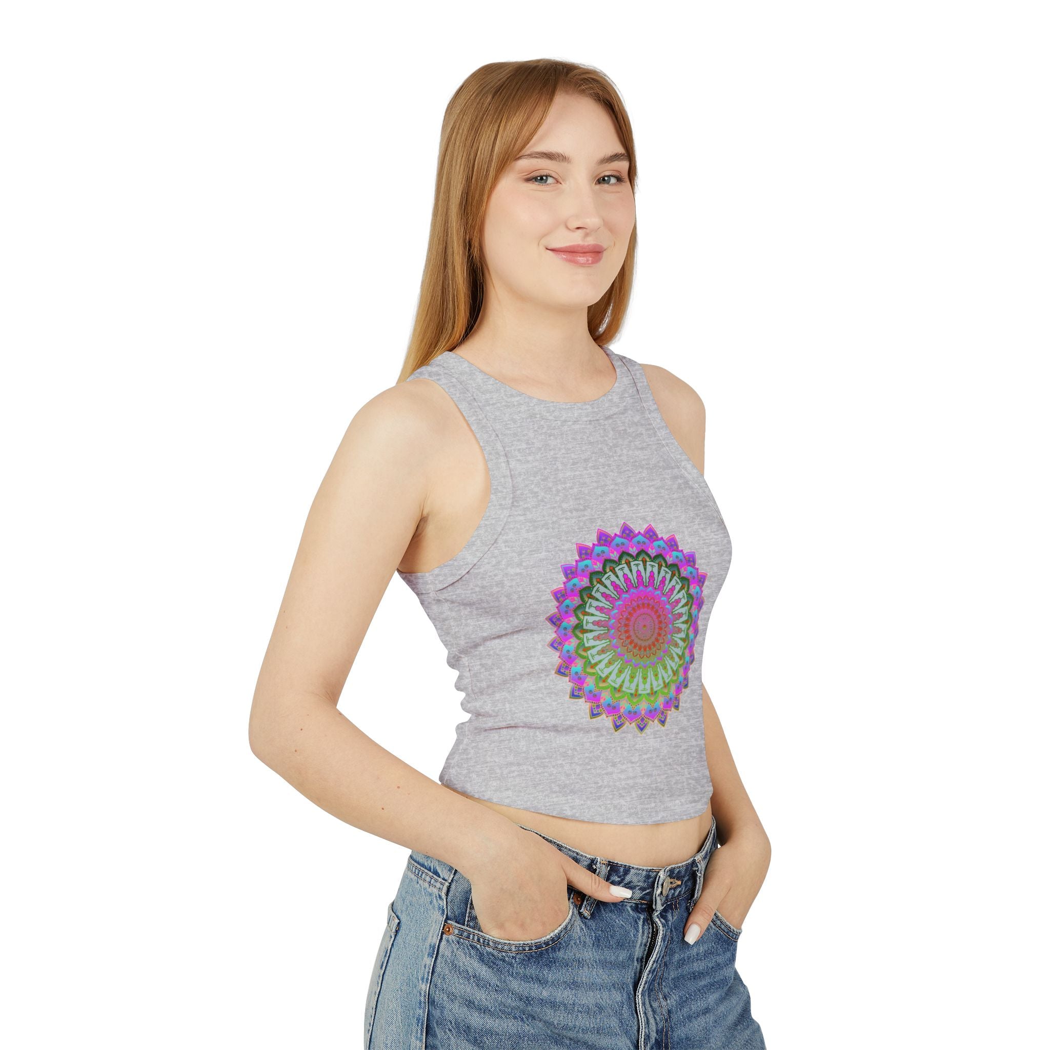 Vibrant Mandala Racerback Tank Top in a flattering and feminine silhouette