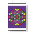 Hand-drawn purple mandala art framed poster for mindfulness and yoga