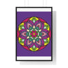 Hand-drawn purple mandala art framed poster for mindfulness and yoga