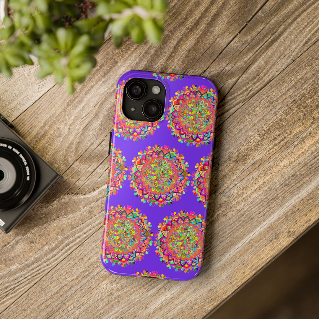 Hand drawn intricate purple mandala art phone case for iPhone X and XS