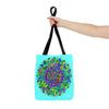 Colorful mandala art tote bag with intricate designs and vibrant colors