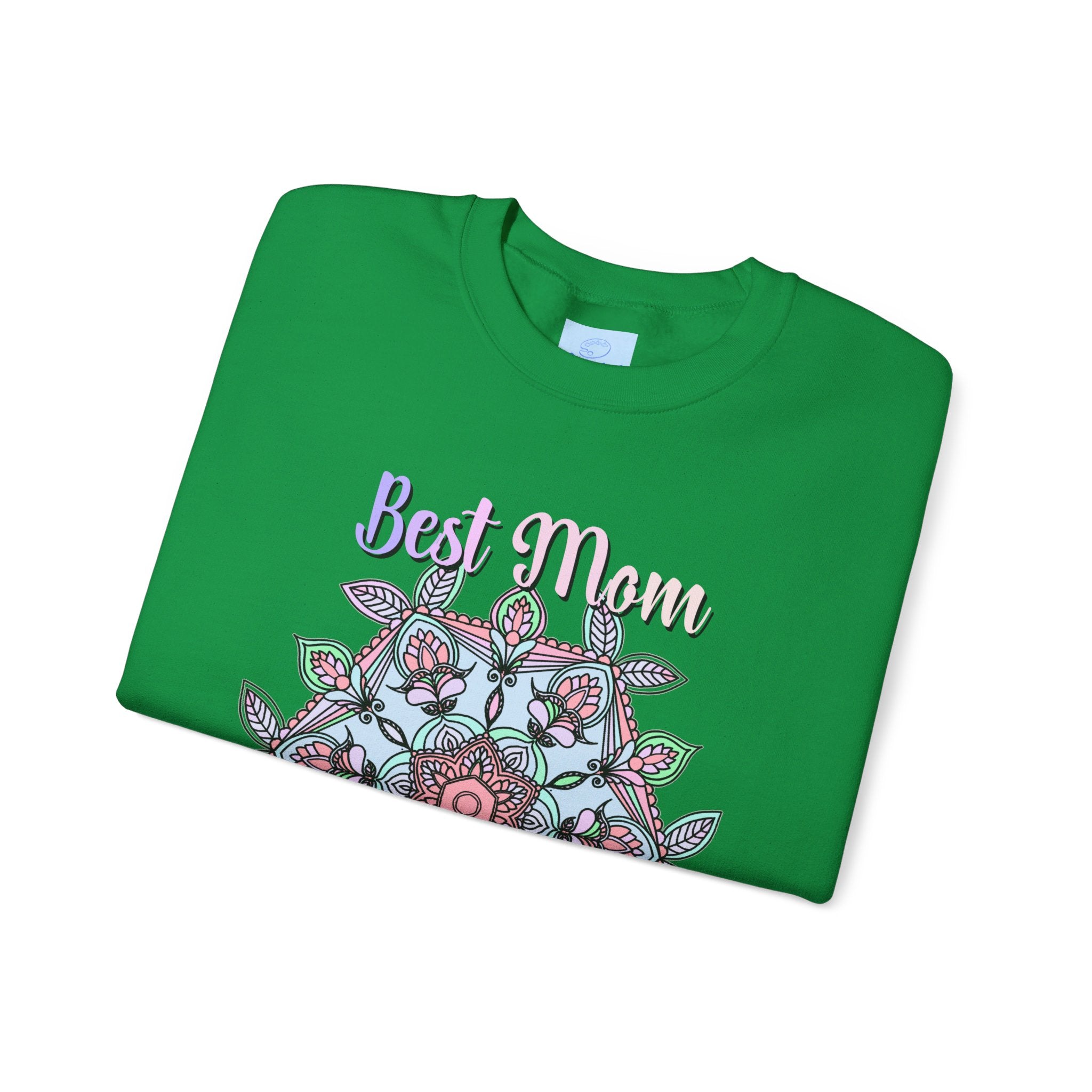 Unisex heavy blend crewneck sweatshirt in gray with 'Best Mom Ever' design, perfect birthday gift for mom