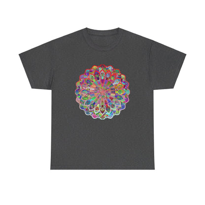 Colorful mandala art design on a comfortable unisex heavy cotton tee, perfect for yoga and mindfulness practice