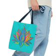 Beautiful azure blue Mandala Lotus Tote Bag with intricate design and spacious interior