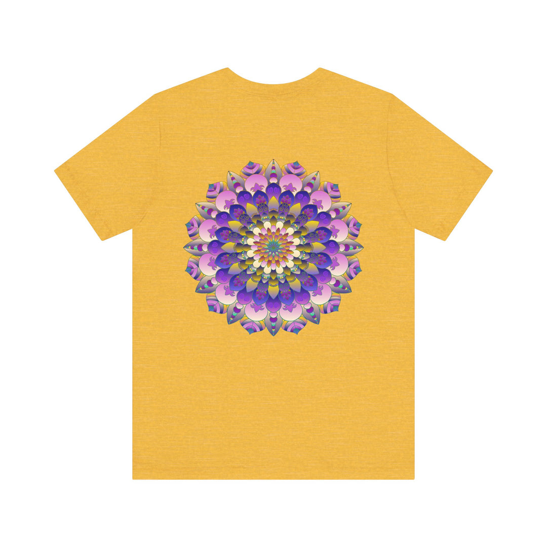 A beautiful mandala t-shirt featuring intricate spiritual designs symbolizing peace and harmony