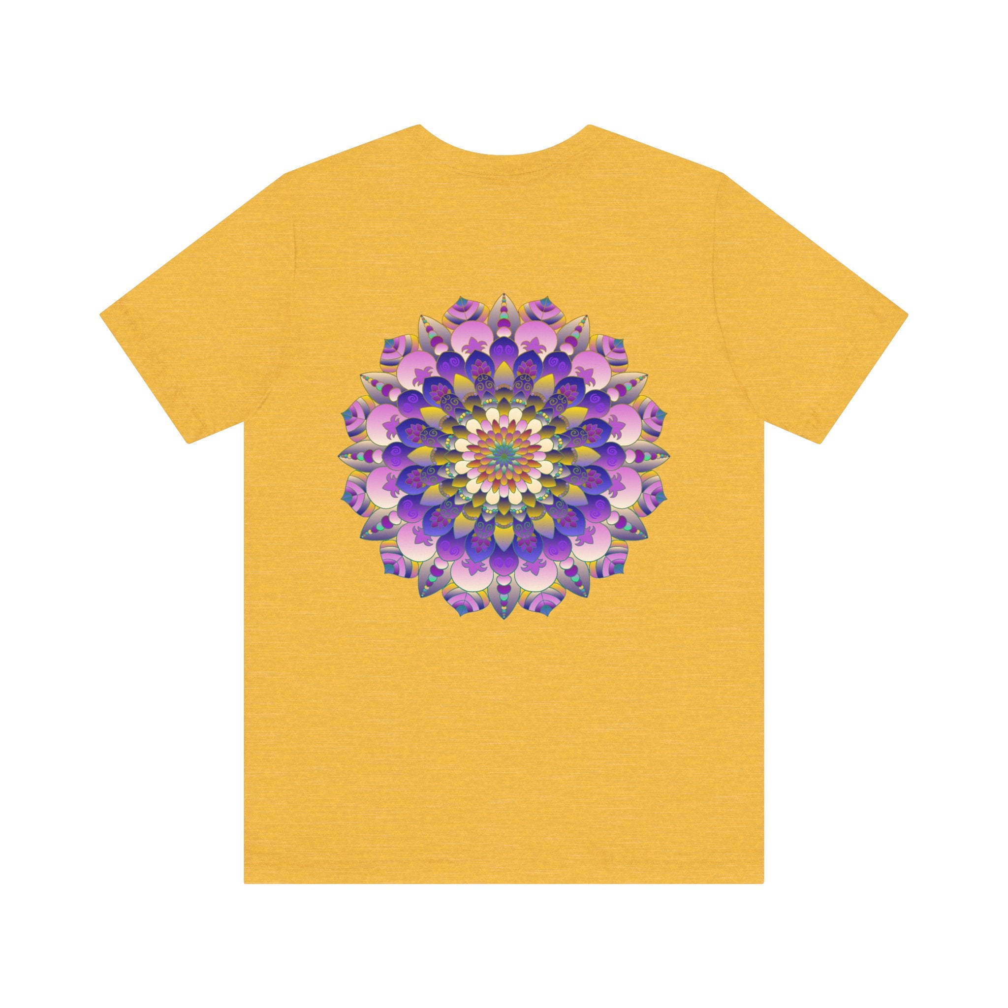 A beautiful mandala t-shirt featuring intricate spiritual designs symbolizing peace and harmony