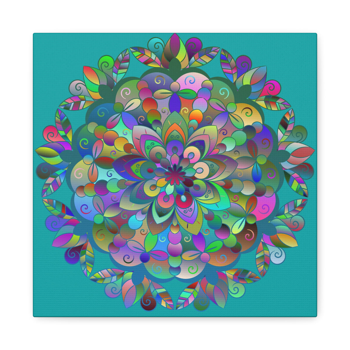 Colorful Floral Mandala Matte Canvas Wall Art — Stretched 1.25"