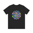  Intricate blue and green mandala t-shirt representing harmony