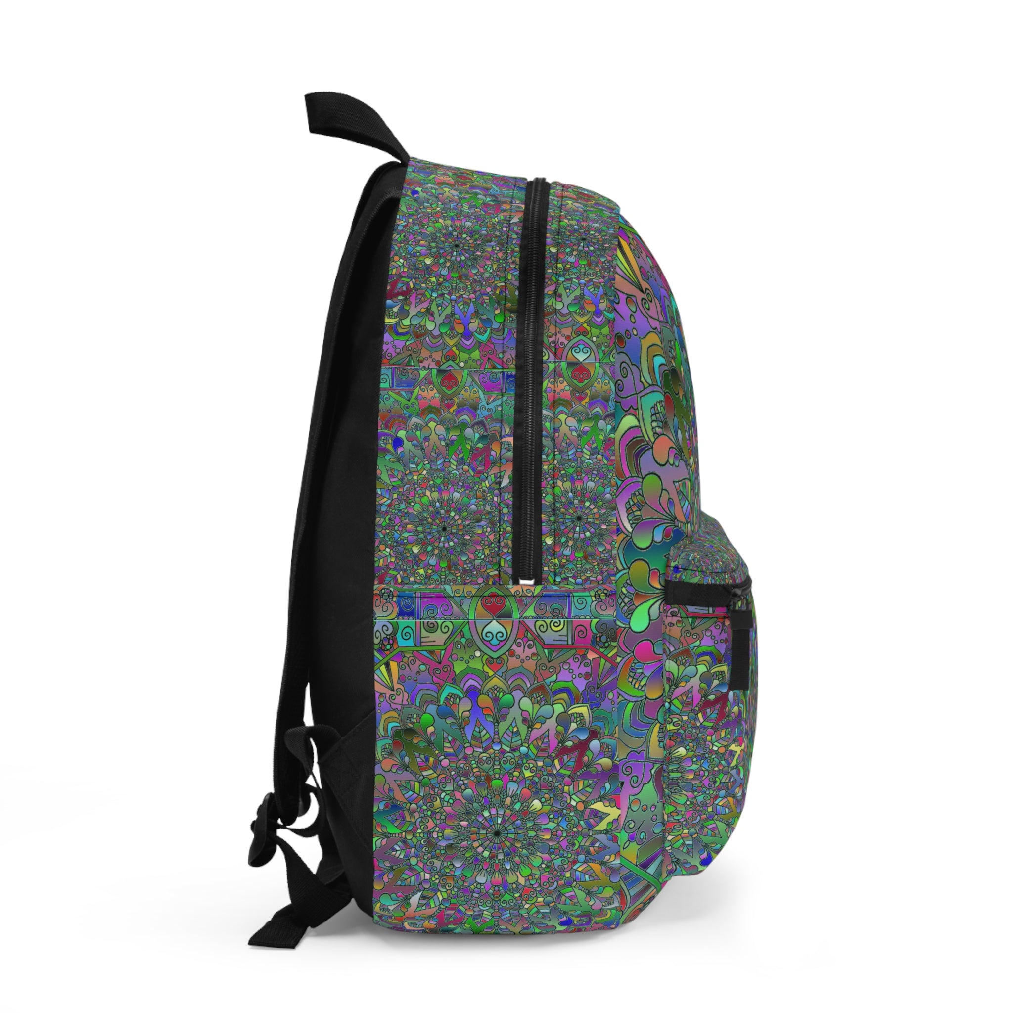 Colorful Mandala Print Backpack - Bohemian Style, Ideal for School & Adventure