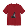 Black Cat Mystery T-Shirt with a bold, black cat design and intricate details