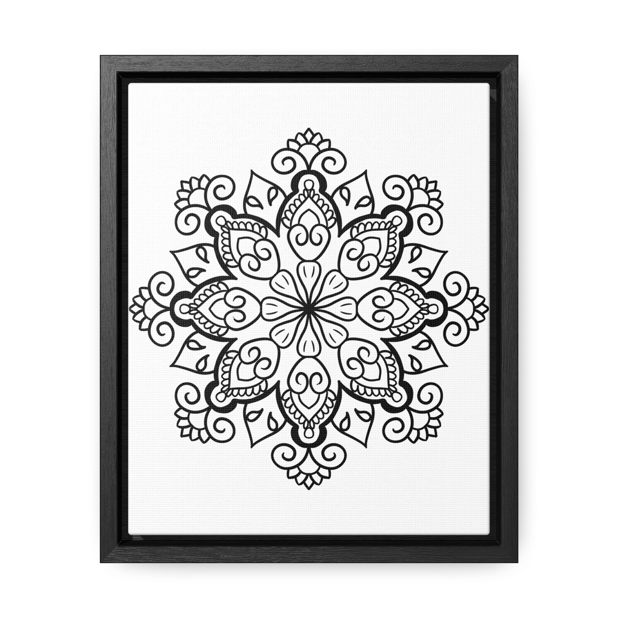 Mandala Handmade Art - Black & White Wall Art - Gallery Canvas Wraps, Vertical Frame 3