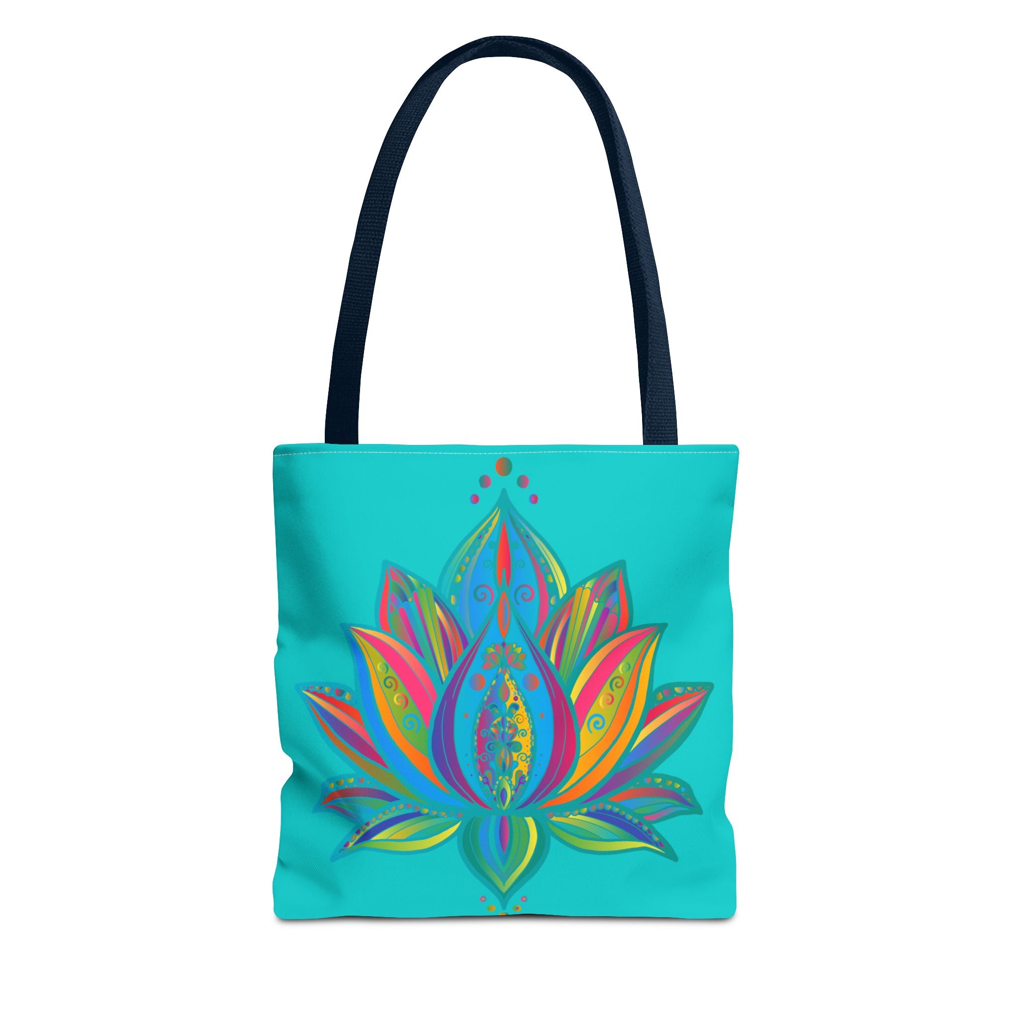 Beautiful Mandala Lotus Tote Bag in Azure Blue, perfect for everyday use