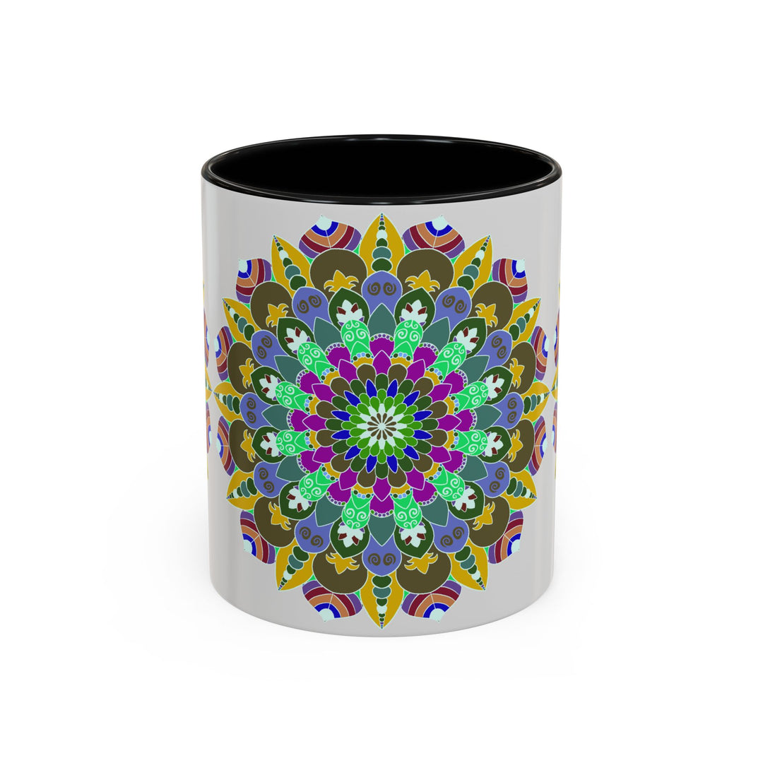 A beautiful ceramic mug featuring a colorful and serene mandala art design