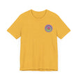 A beautiful and vibrant mandala tee featuring intricate spiritual symbols for peace and harmony