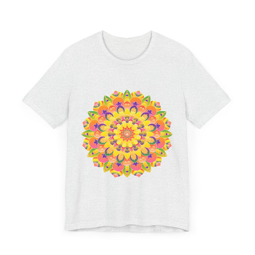 A beautiful and colorful Vibrant Mandala Tee featuring a spiritual art design