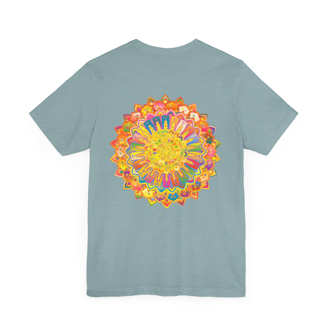 Vibrant Mandala Tee - A beautiful, colorful shirt with a spiritual mandala design, promoting peace and harmony