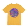 A colorful and intricate mandala design tee promoting spiritual peace and harmony